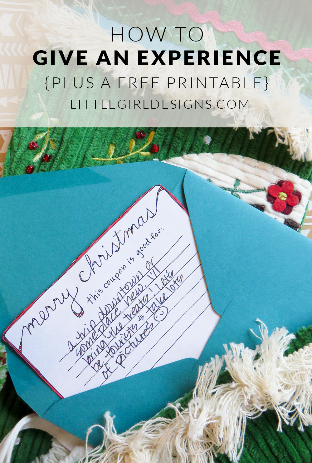 Give an Experience - Have someone on your Christmas list who is difficult to buy for and who already has everything? Give an experience! Here are four ideas of what you could do plus a free printable! @ littlegirldesigns.com