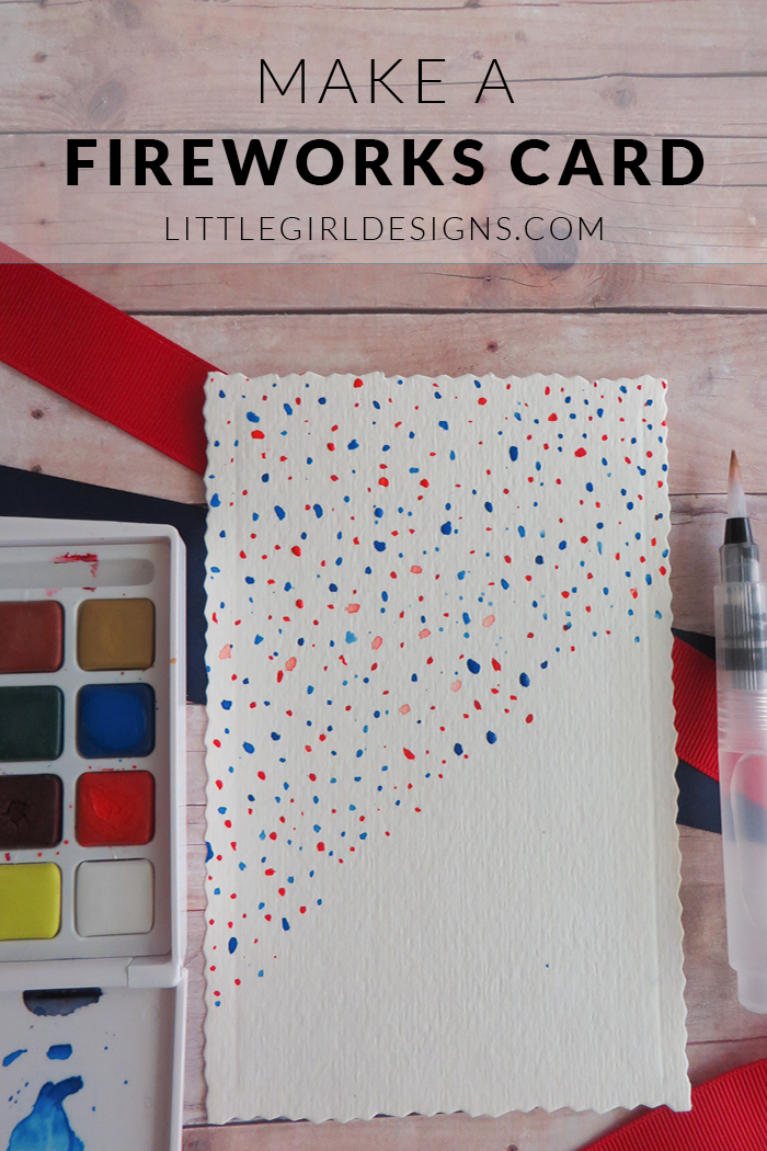 How to Make a Fireworks Card - a super simple tutorial to make your own fireworks card. This is a kid-friendly craft and would also make a great gift! @ littlegirldesigns.com
