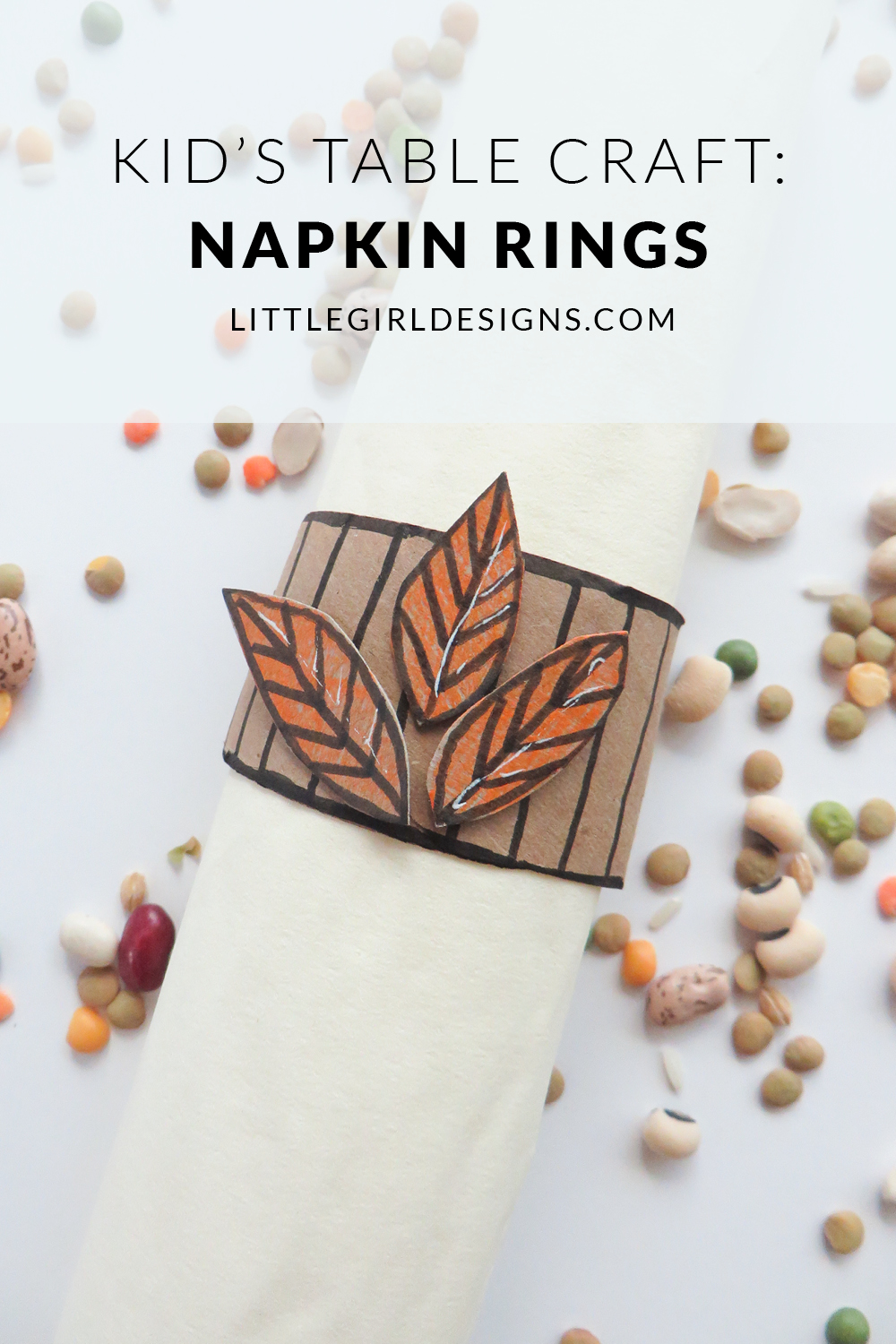 Kid's Table Craft: Napkin Rings! - Ah, the kid's table. Give them something fun to do with these super simple fall-themed napkin rings. You're going to love these! @ littlegirldesigns.com