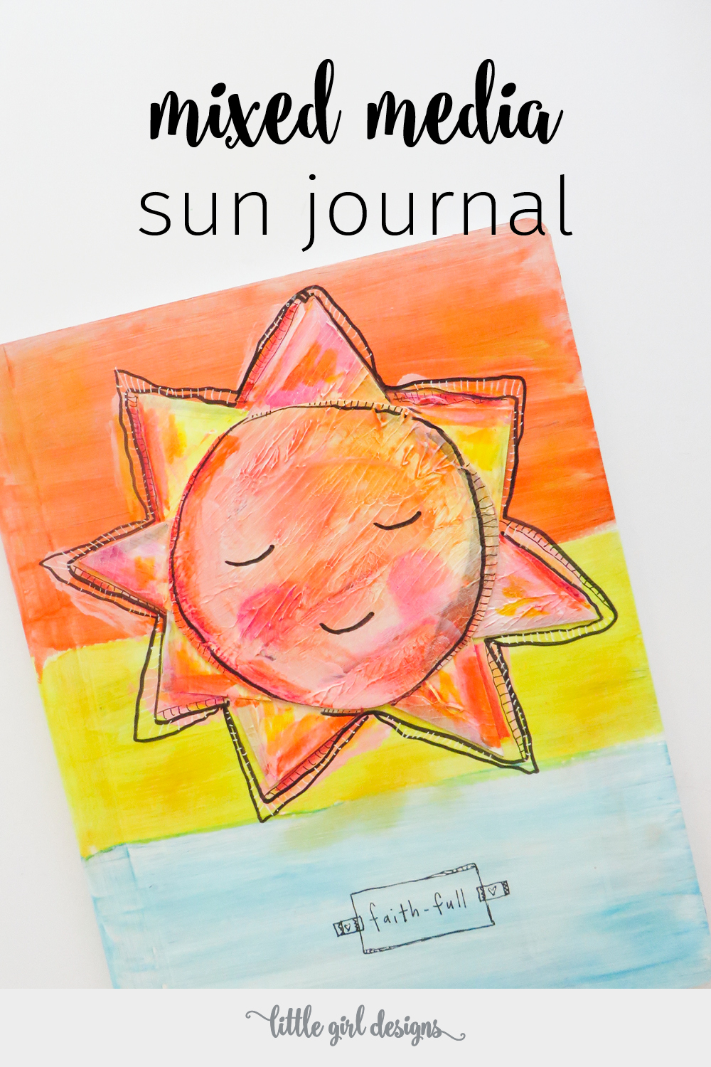 Make this cute mixed media sun journal using DecoArt paint, decoupage glue, painted papers, and a composition book. :)