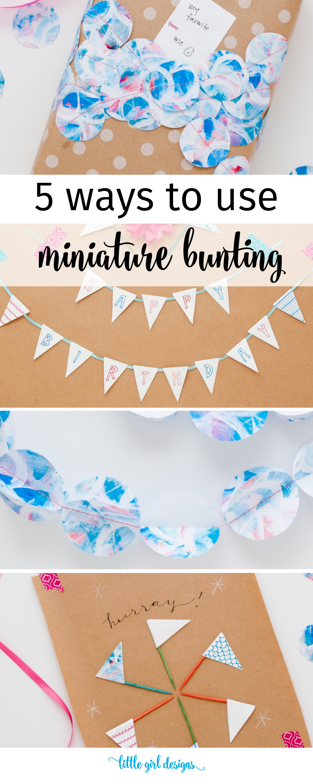 It's miniature bunting time! I love these ideas on how to use bunting—I'm definitely going to try these this year. :)