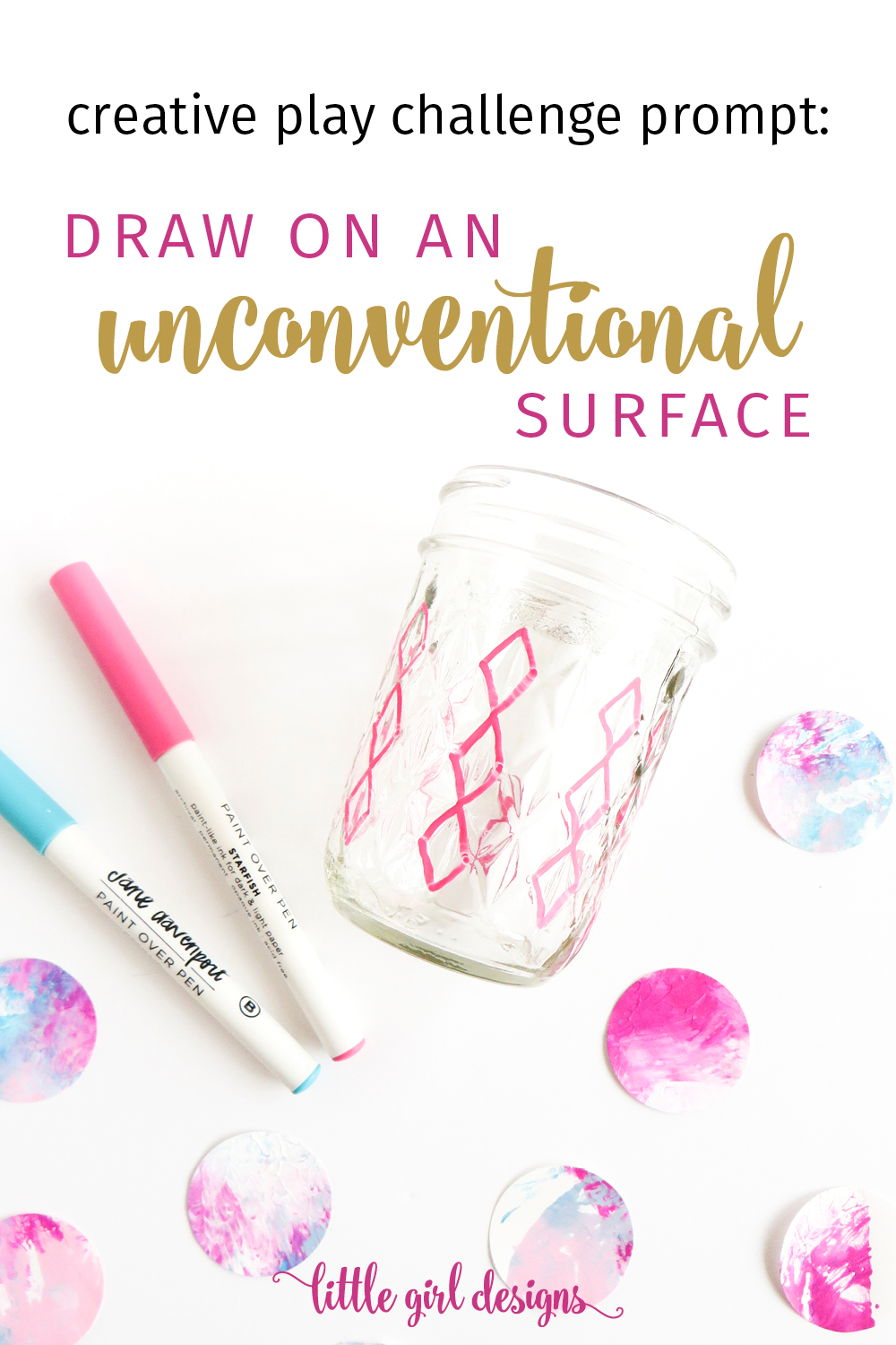 Challenge yourself by doing this creative prompt to draw on an unconventional surface this week. Grab your paint pens, markers, pencils, and paint, and let's do this! (This is a great art activity for kids too!)