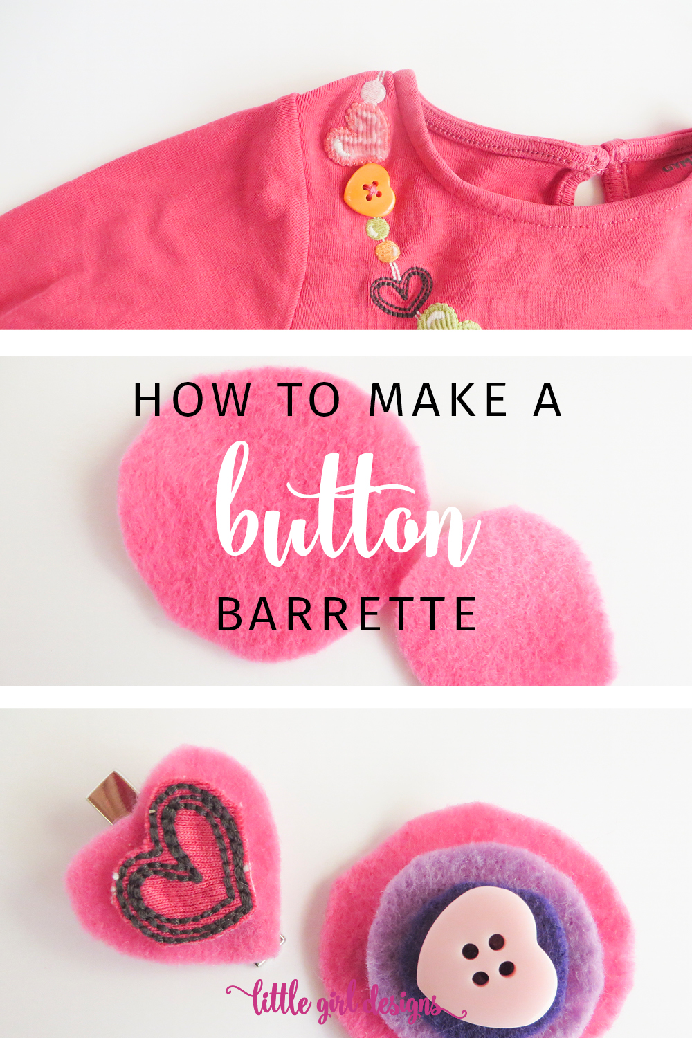 This upcycled button barrette is so simple to make! And it's cute and functional too! Make a bunch for your little girl. :)
