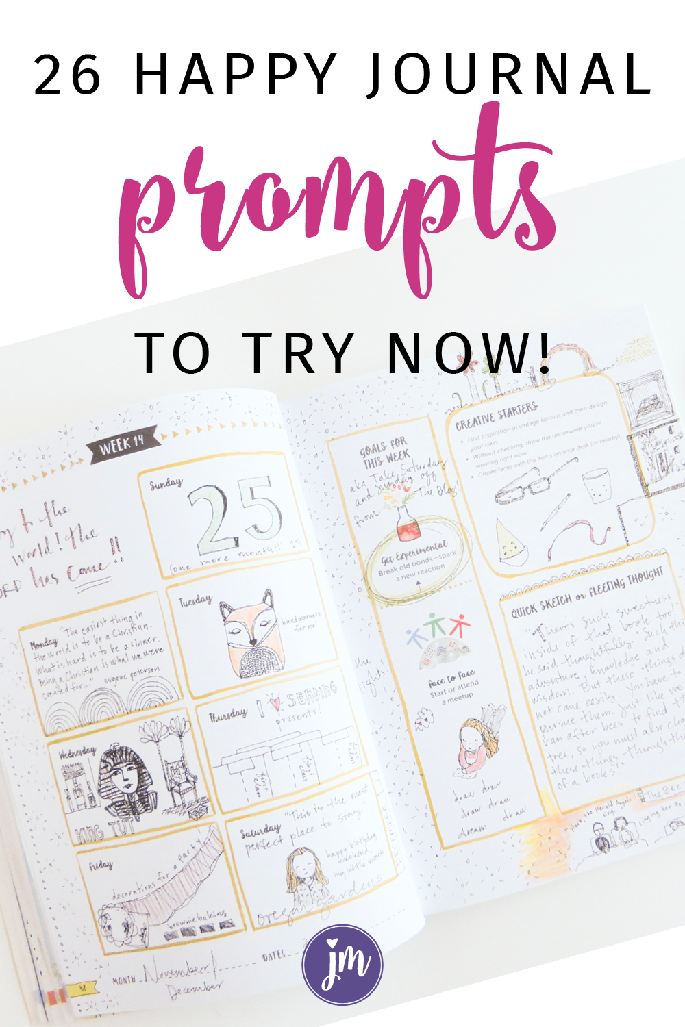 LOVE these prompts! They're great for bullet journals too! A happy journal is the cute, rambunctious kiddo of an art journal and gratitude journal. No need to pull out all the art supplies to make an art journal spread . . . and no need to keep a list a mile long of everything you're grateful for in life. I love my happy journal so much! #happyjournalhappylife