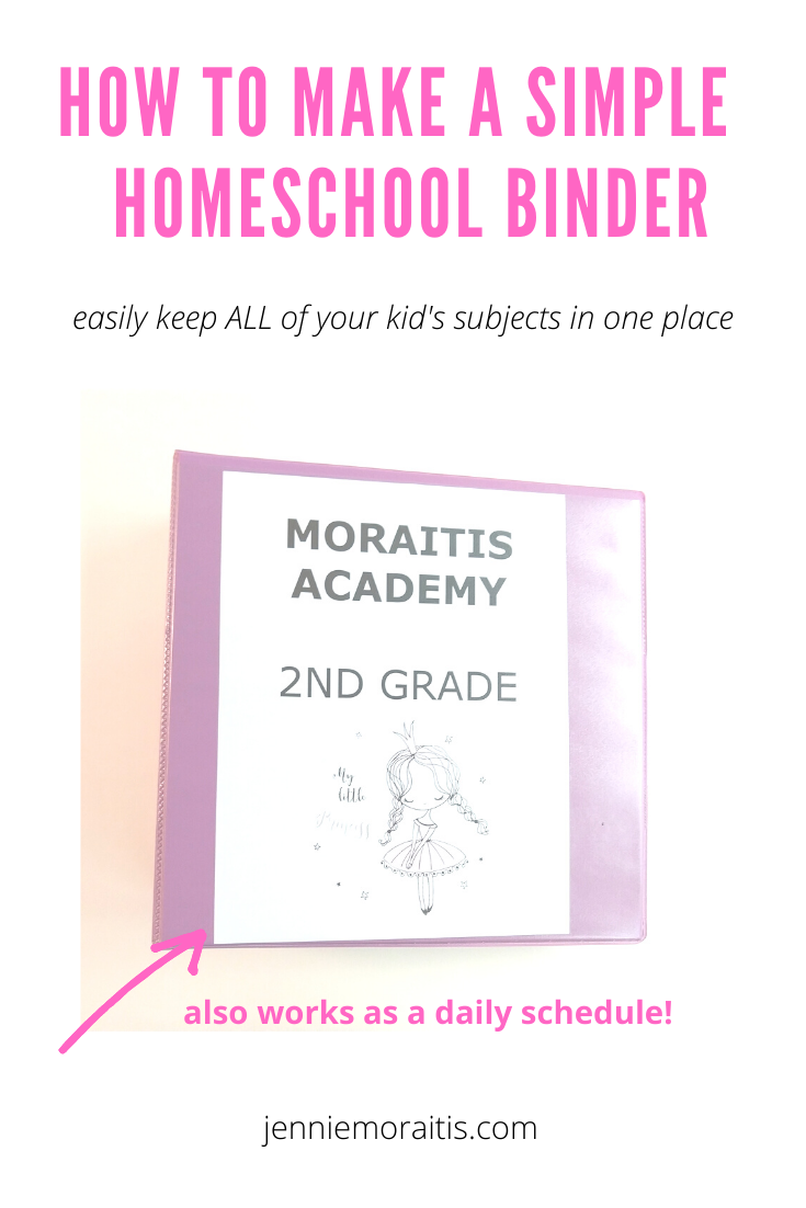 Learn how to make a super simple homeschool binder for your kids this year! This binder will serve as a schedule and a record of your child's work for the entire year. Plus, it just makes everything easier each day when you homeschool!
